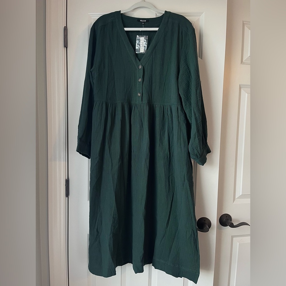 Madewell Deep Green Long Sleeve Dress